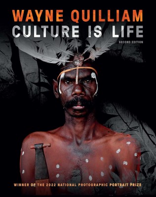 Book cover with a high contrast image of a man wearing a headdress. 