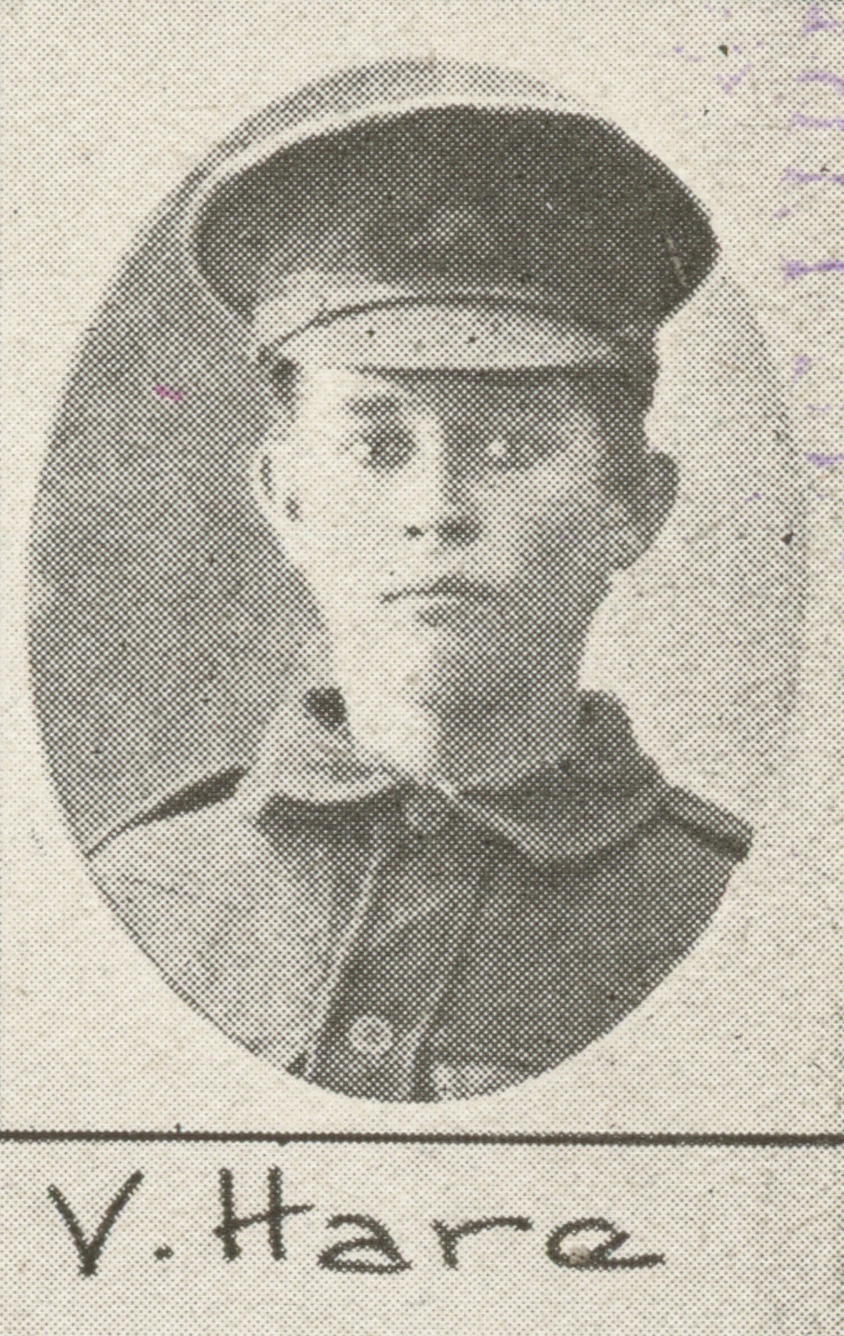 V. Hare one of the soldiers photographed in The Queenslander Pictorial supplement to The Queenslander 1917.