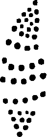 'Kurilpa Country', an artwork by Lilla Wilson. It's composed of black painted dots arranged roughly in a tall rhombus in 3 slightly different configurations, cycling every second
