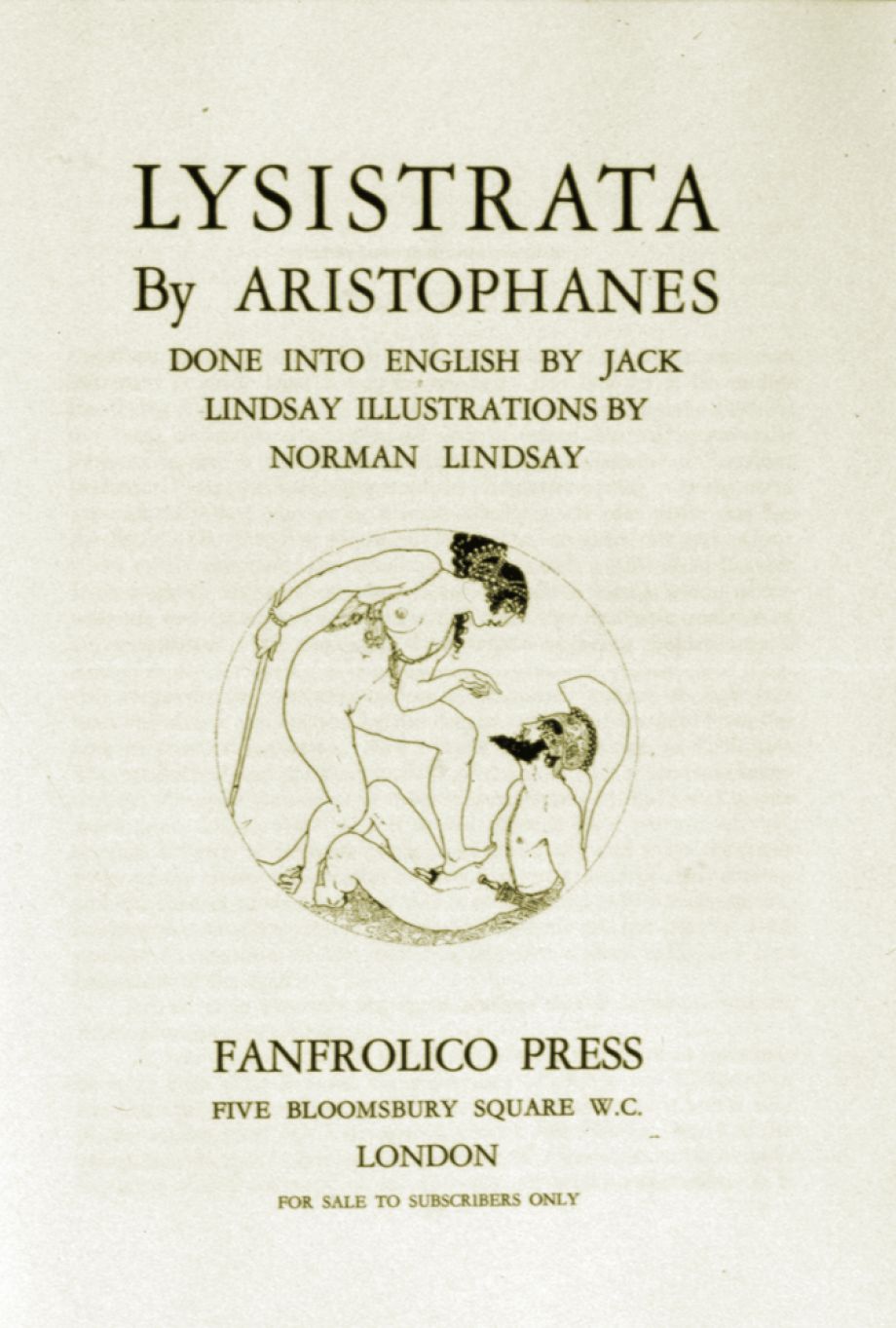 Lysistrata by Aristophanes (Fanfrolico Press)