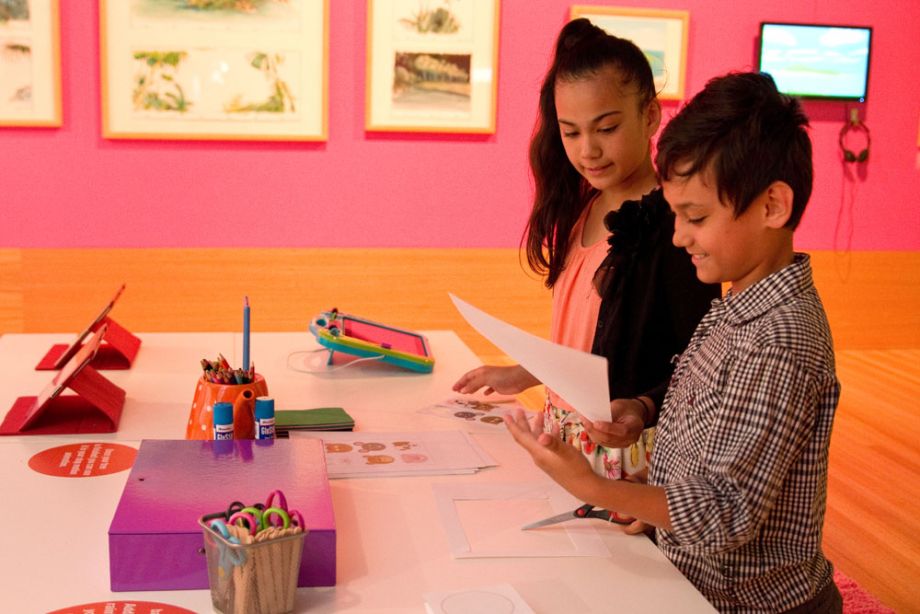 Two children creating animations in the Animation Studio