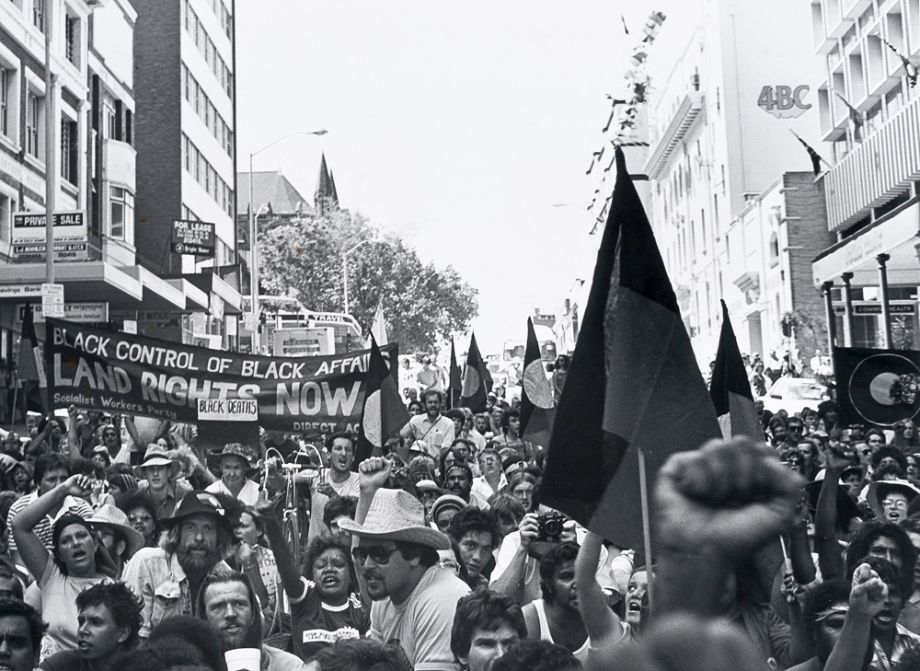 Protestors on Upper Adelaide Street, Brisbane, 1982