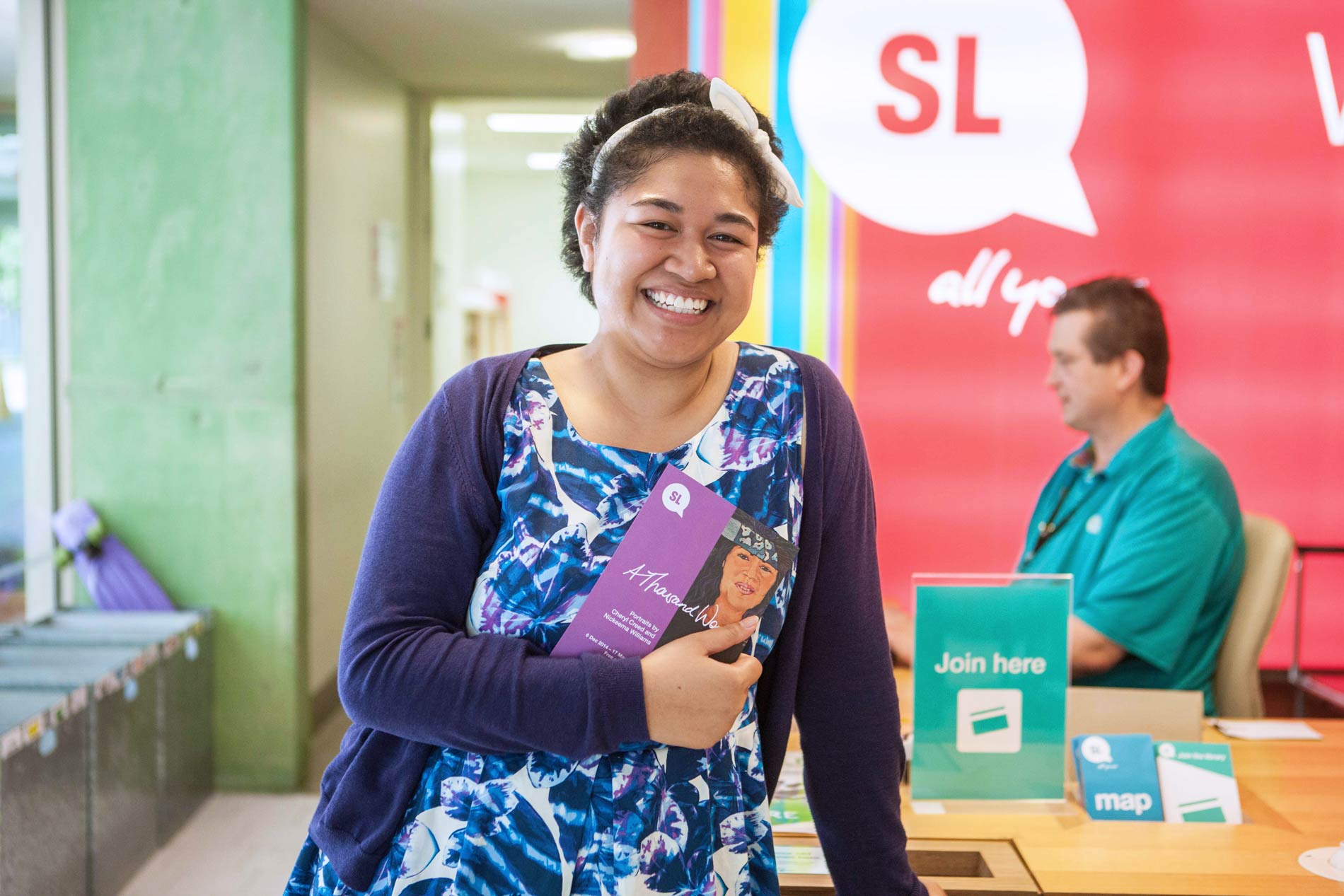 Woman in reception at the State Library. Woman in reception at the State Library