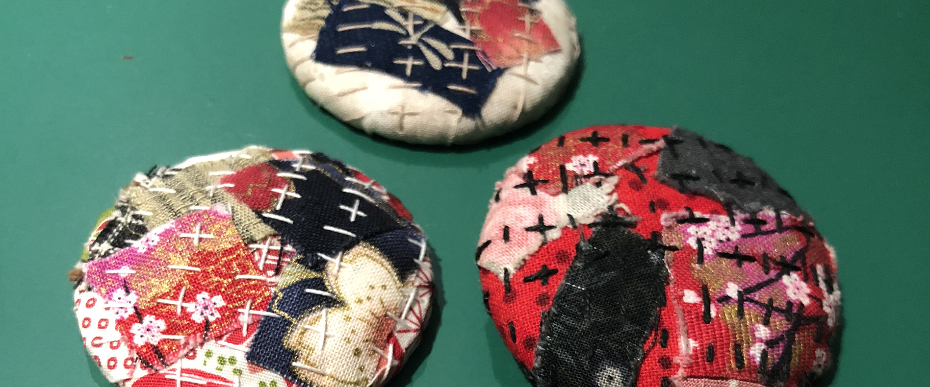 Boro brooch workshop Image of fabric boro brooches