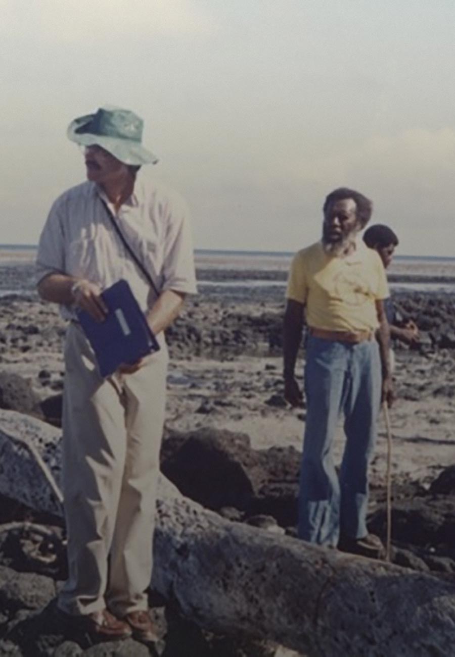 Eddie Mabo and traditional owners lead a site visit on Mer Island