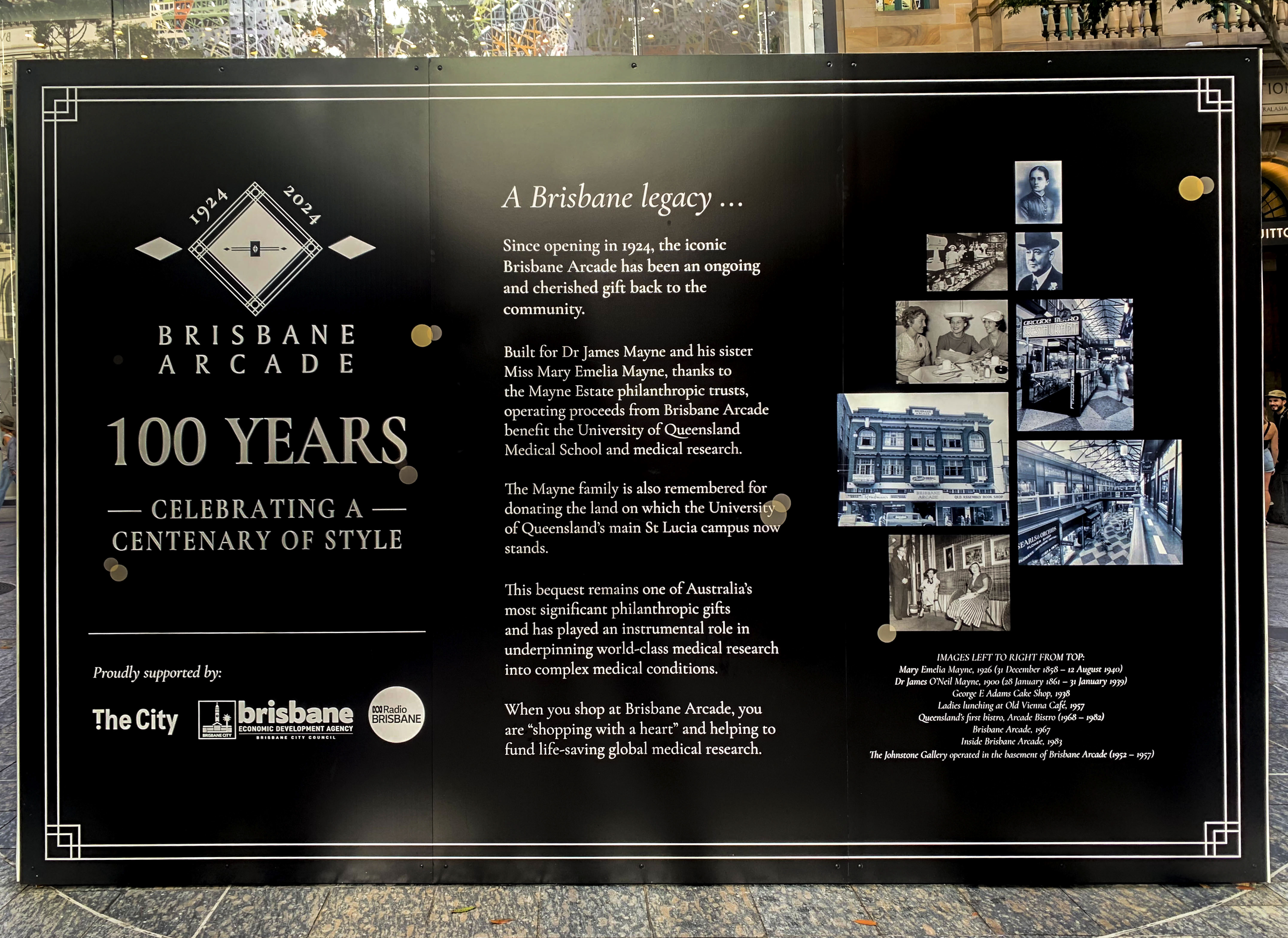  Brisbane Arcade 100th Years Celebration Display Stand in Queen Street Mall - A Brisbane Legacy