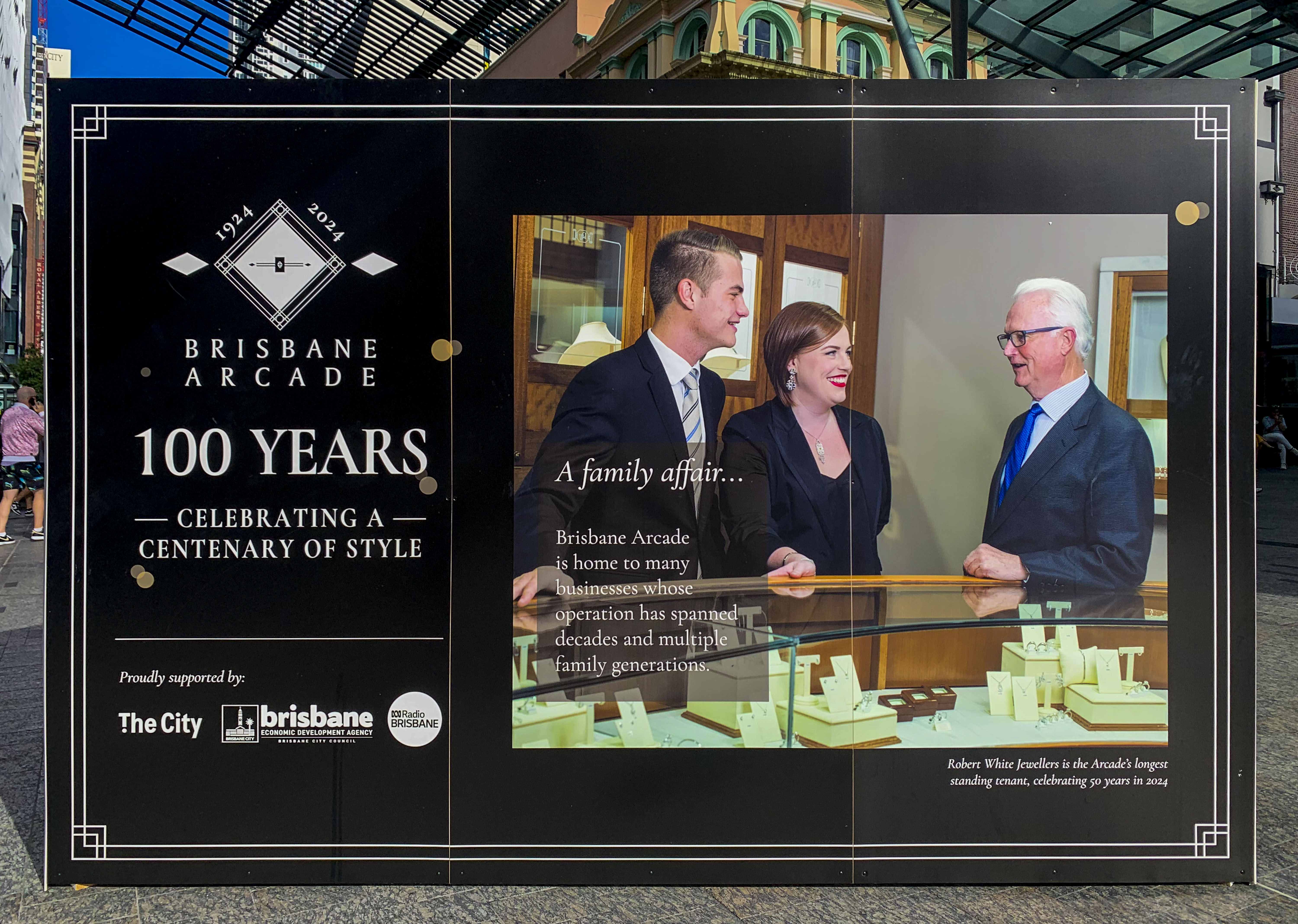 Brisbane Arcade 100th Years Celebration Display Stand in Queen Street Mall, Brisbane - A Family Affair