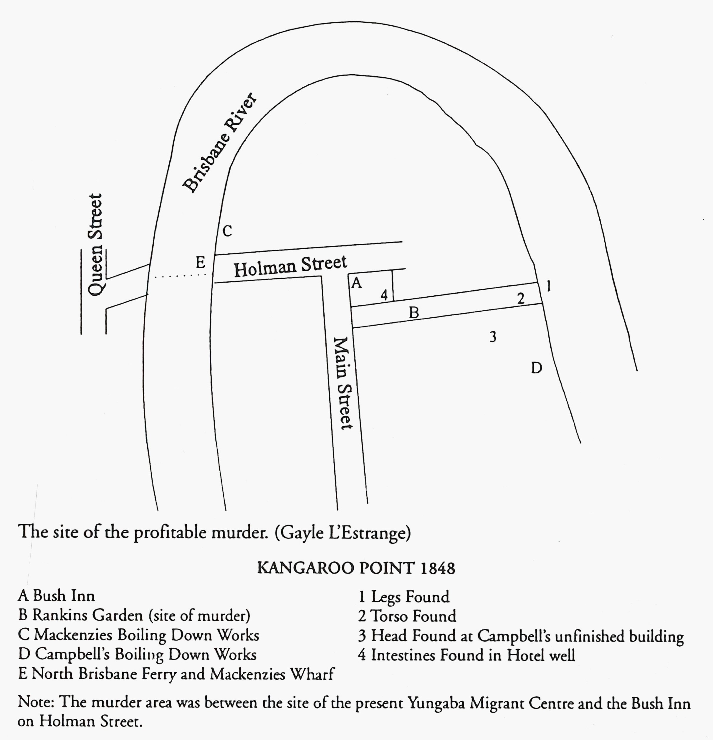 The site of the profitable murder at Kangaroo Point 1848