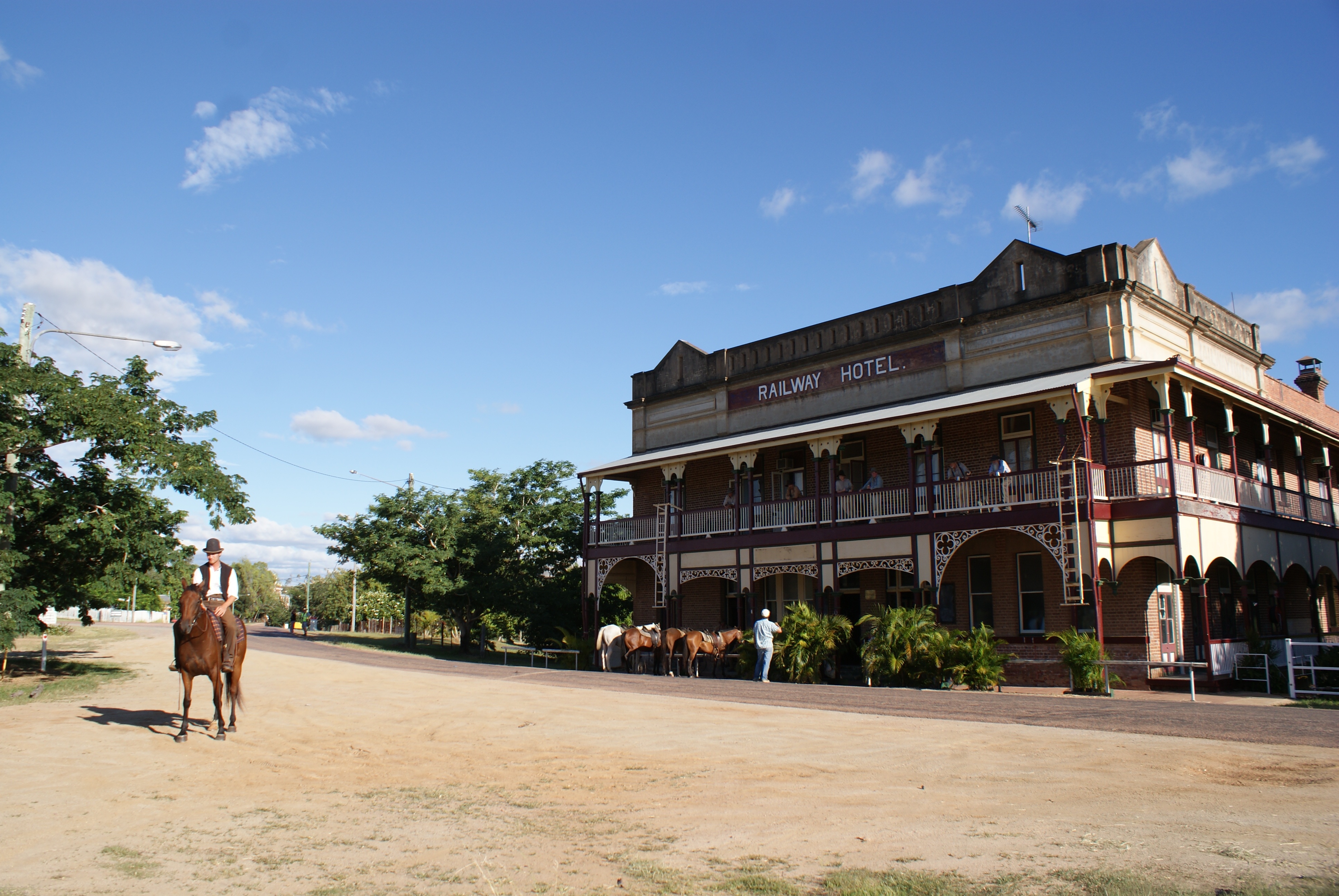 Preparing to shoot scenes at the Railway Hotel. 
