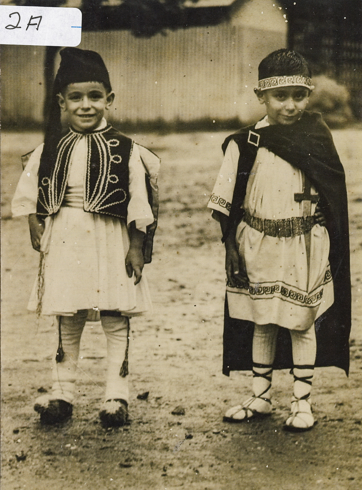 Nicholas Tsikleas and Peter Tsikleas wearing Greek costumes around 1928