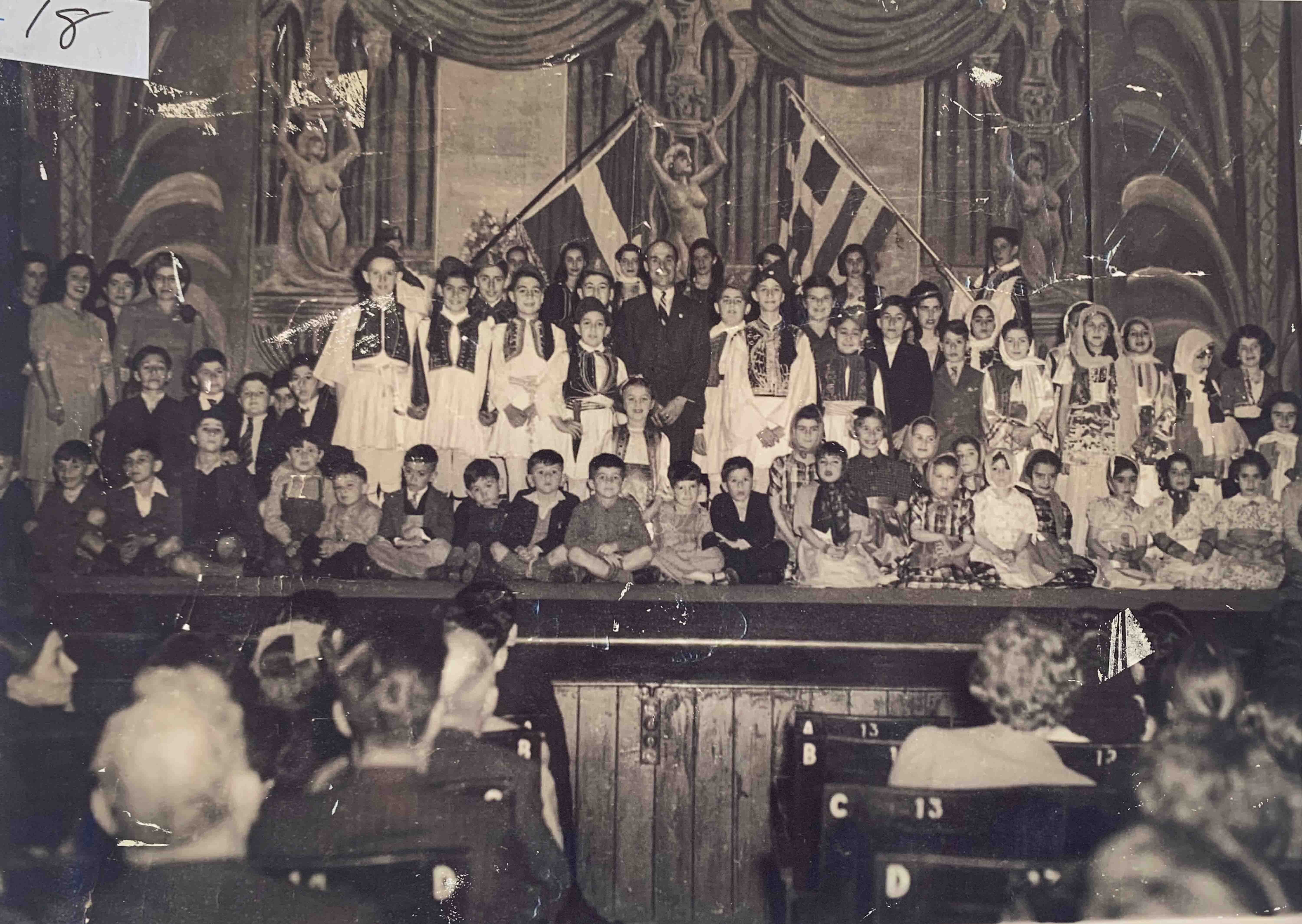 Children of the Greek School dressed for a school concert.
