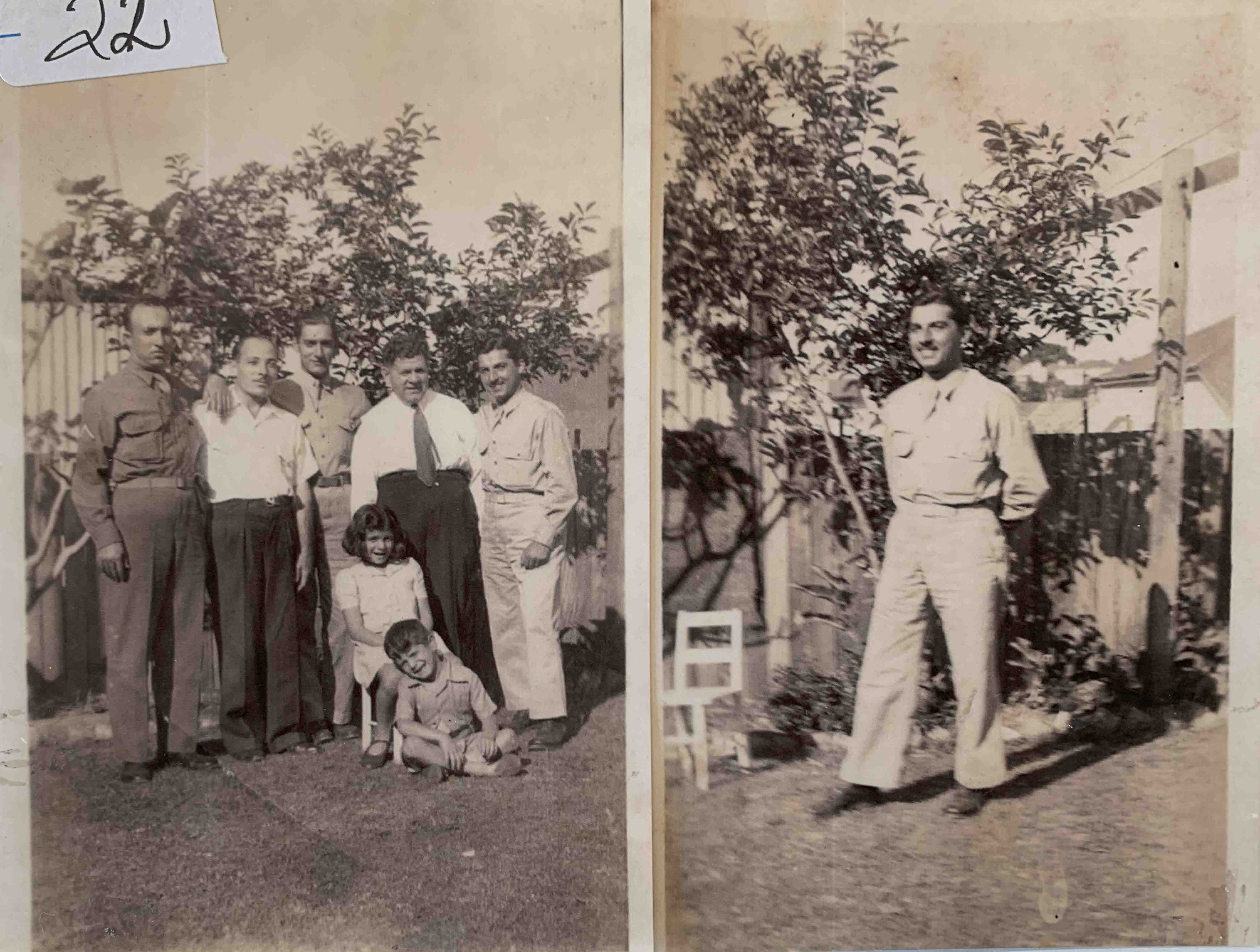 Christofis family with visiting American servicemen during the Second World War.