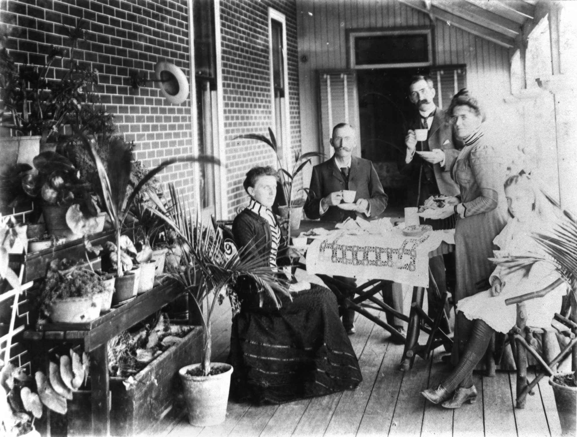 Afternoon tea on the verandah of 'Sedgley Grange', Newmarket, Brisbane, 1900-1910 Afternoon tea on the verandah of Sedgley Grange Newmarket Brisbane 1900-1910