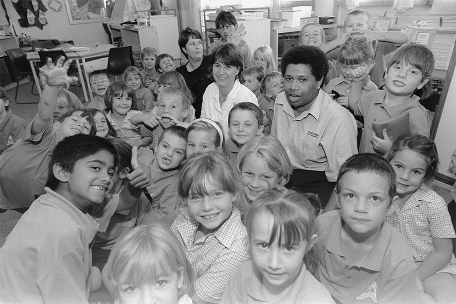 Cath Warcon and students at Taranganba State School, Queensland 