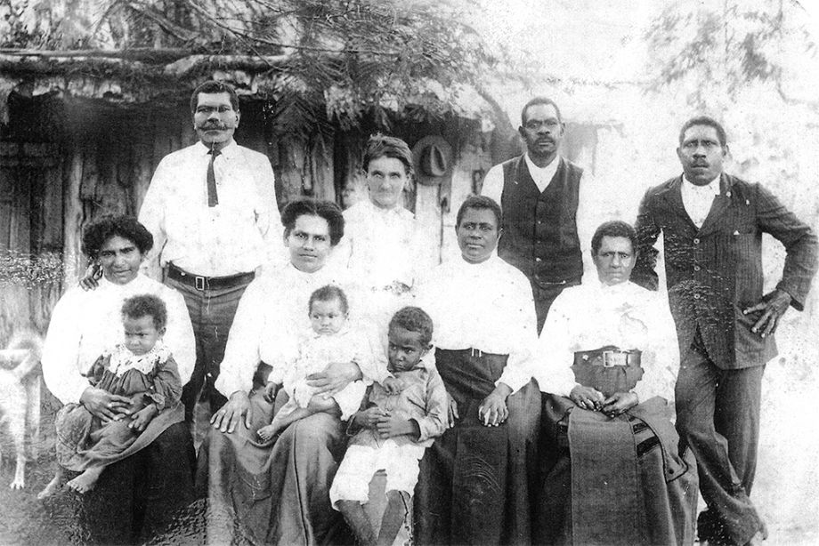 Group portrait of Australian South Sea Islanders at Joskeleigh, Queensland, ca 1915 