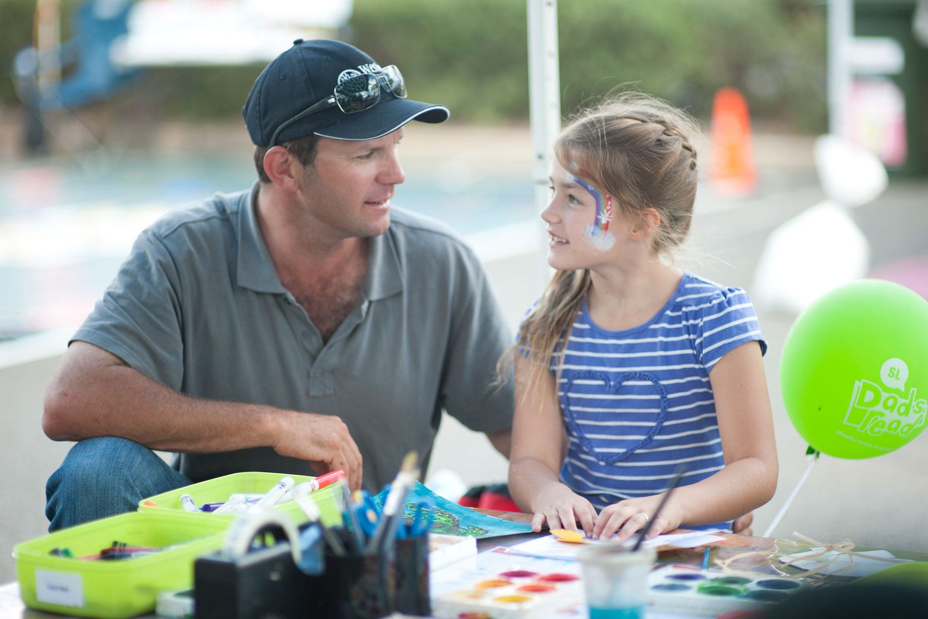 Father and daughter at Dad's Read Dalby. Father and daughter at Dads Read Dalby