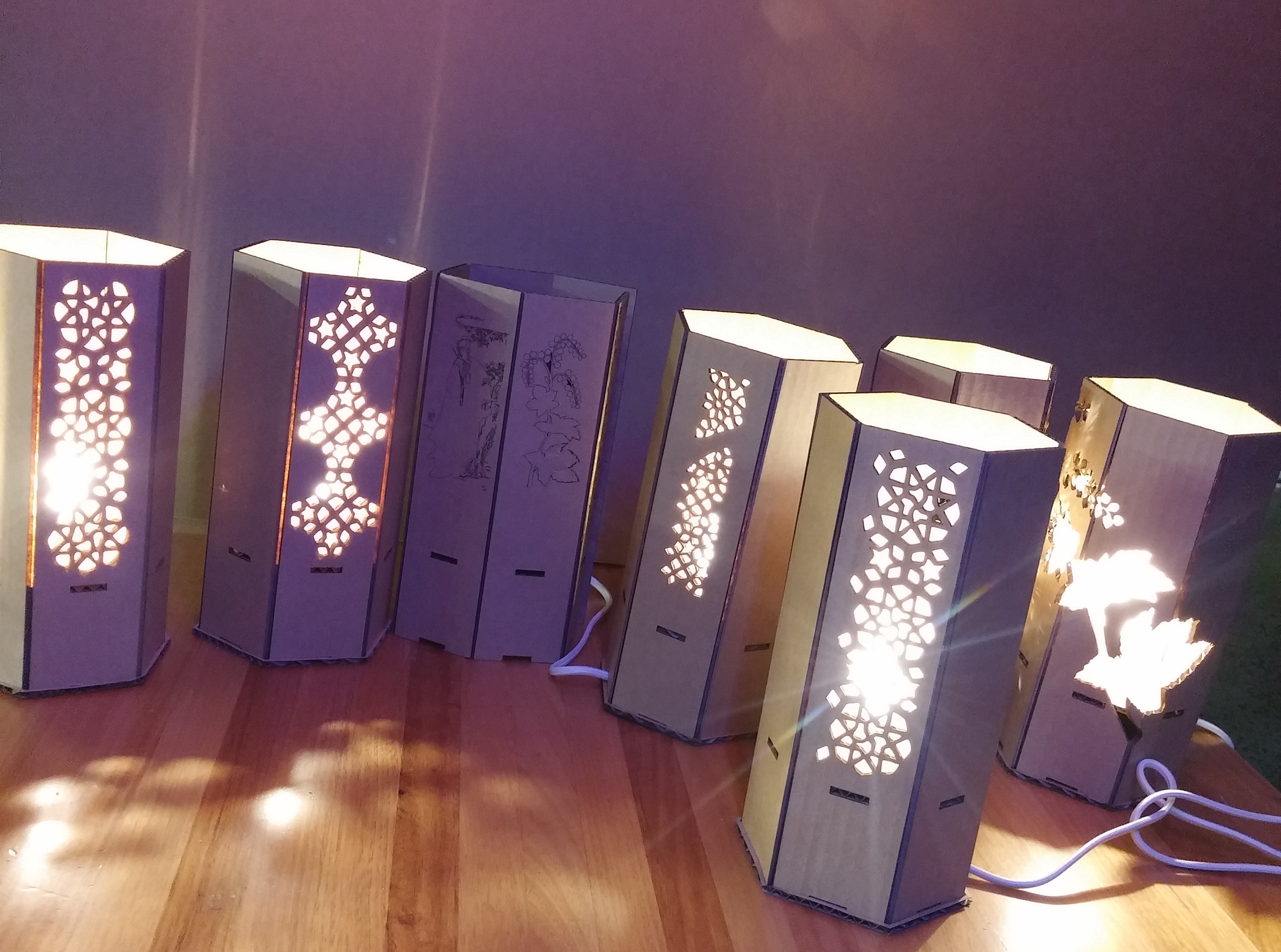 Laser-cut lampshade examples of the Laser-cut lampshade workshop