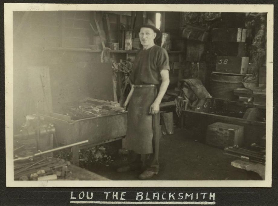 Lou the blacksmith on the Story Bridge construction team ca. 1939