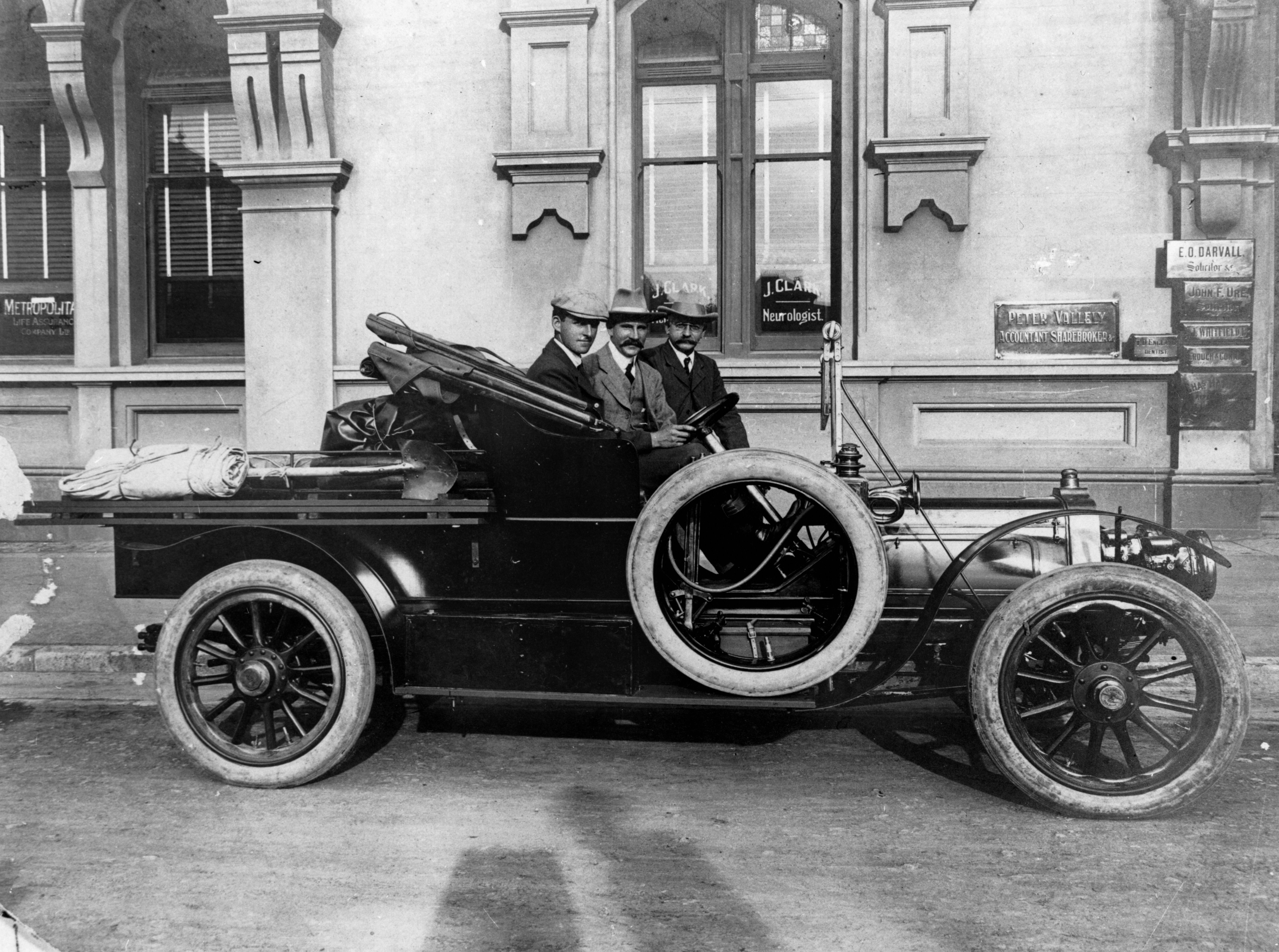 Talbot roadster utility parked in front of the Metropolitan Buildings, ca. 1911 Picture of historical photograph - Talbot roadster Utility parked in front of the Metropolitan Buildings ca 1911