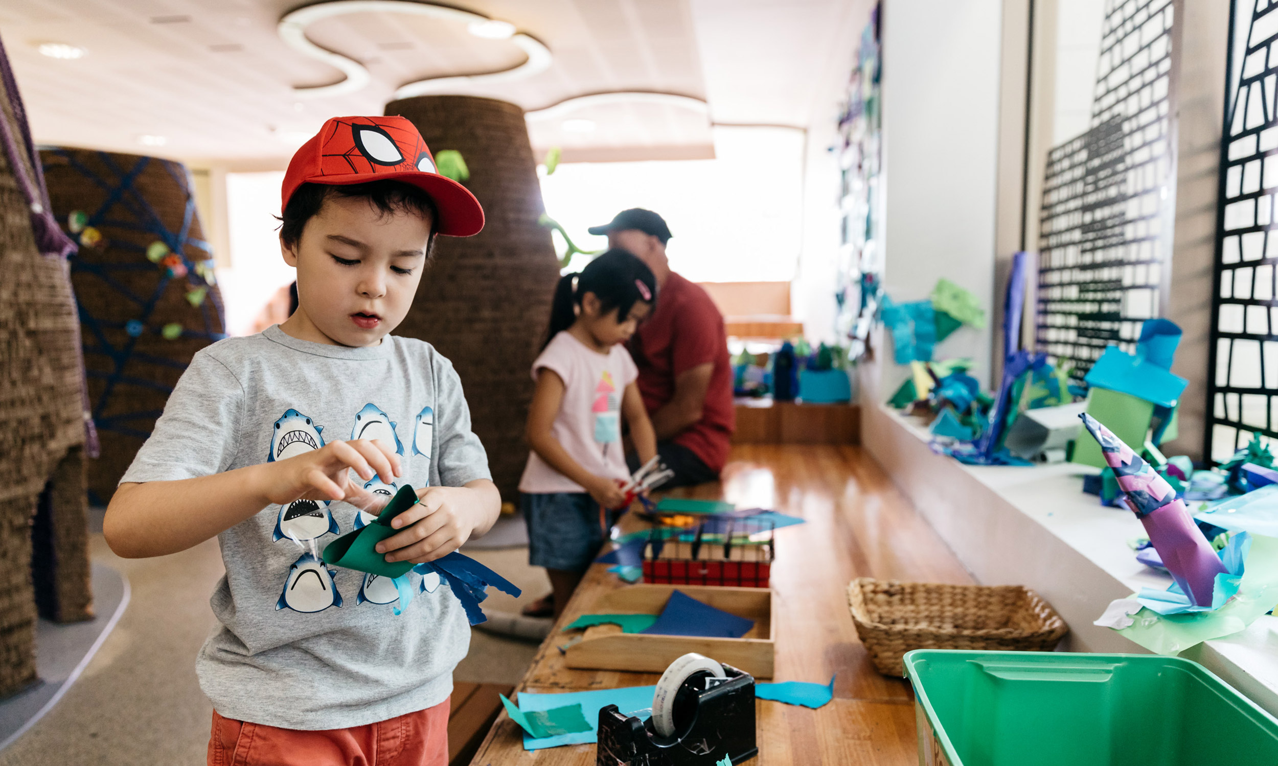 Boy playing with craft