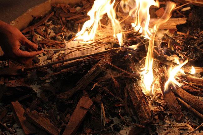 Fire pit at kuril dhagun in the State Library.