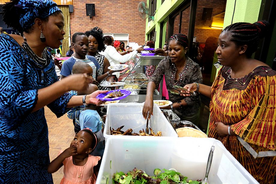 Lining up for some delicious African cuisine