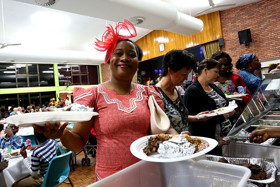 Lining up for African delicacies