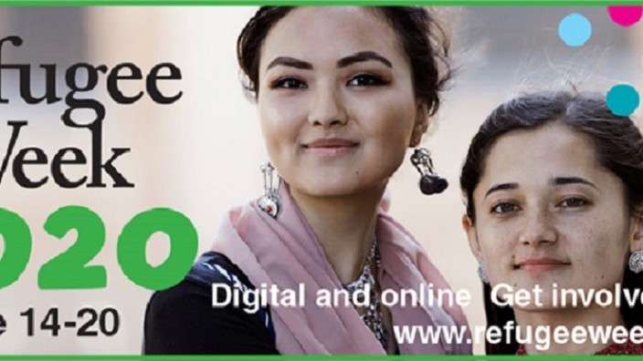 Two women one with scarf on Refugee Week 2020 poster 