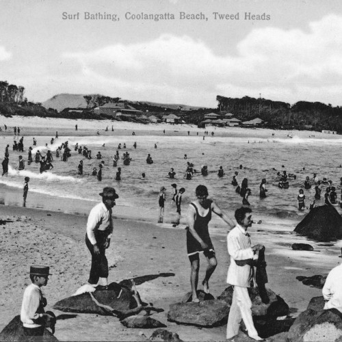 Swimming at Coolangatta Beach, Queensland, ca.1912