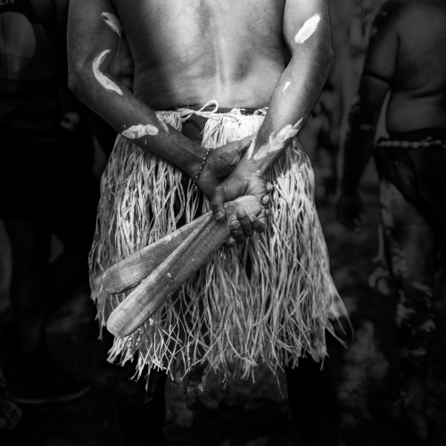 First Nations performers waiting side stage to perform at Laura Quinkan Dance Festival