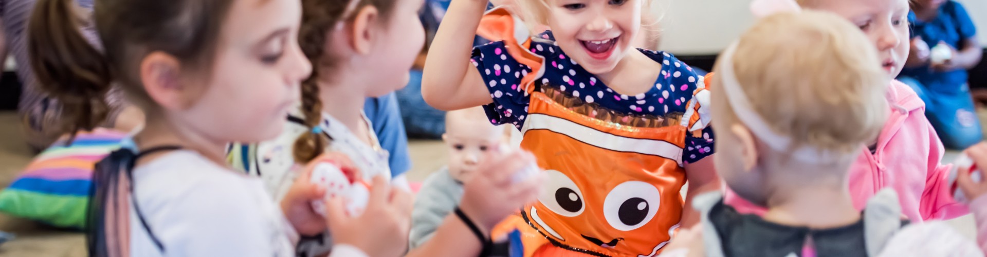 Preschoolers singing and dancing at a First 5 Forever session