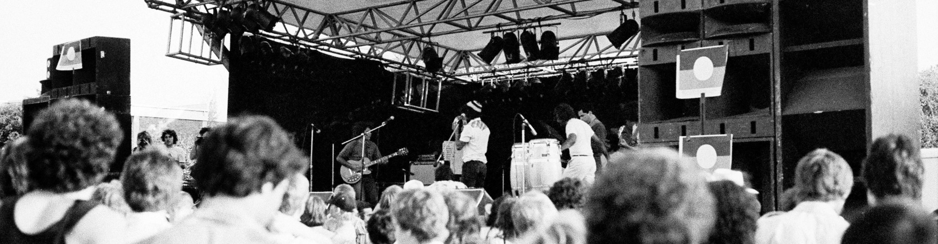 Rock against racism concert Band playing on stage to crowd