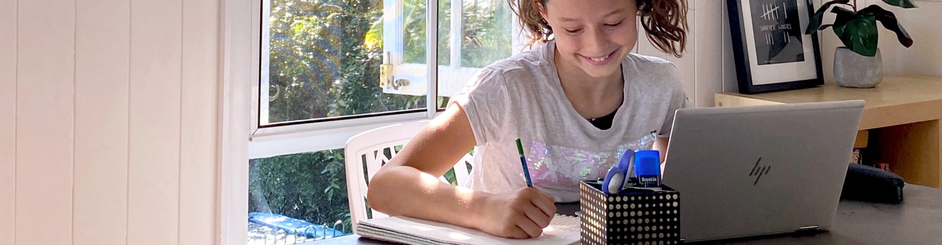 Student studying at home