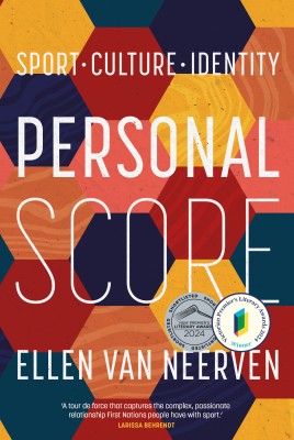 Cover of Personal Score: sport, culture, identity by Ellen van Neerven. It shows the shapes of a soccer ball in blues, yellows and reds