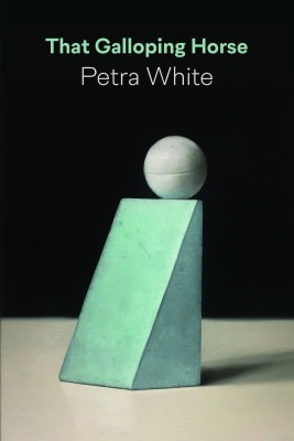 Cover of That Galloping Horse by Petra White. It shows teal and grey blocks and shapes that cast a shadow