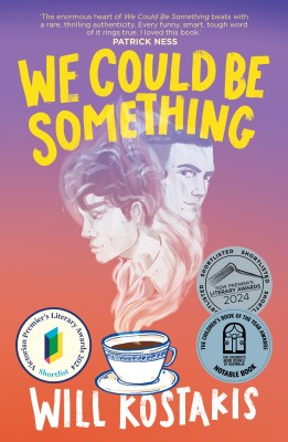 Cover of We could be something by Will Kostakis showing two boys faces in the swirl of steam from a coffee cup