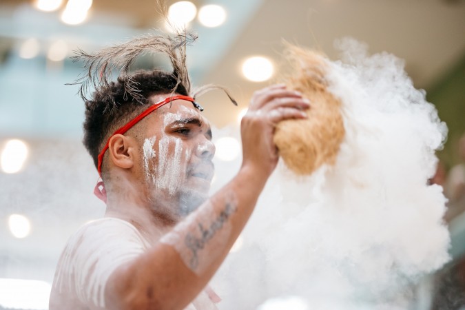 Nunukul Yuggera Dancers performing Smoking Ceremony 