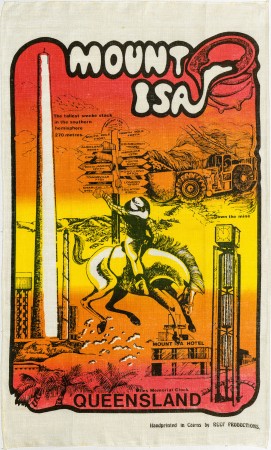 Colourful tea towel of Mt Isa