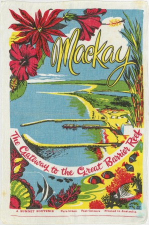 Colourful tea towel of Mackay