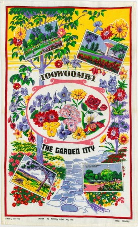 Colourful tea towel of Toowoomba