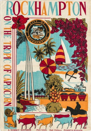 Colourful tea towel of Rockhampton