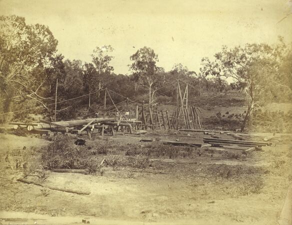Railway bridge being constructed along the Cairns railway in 1888
