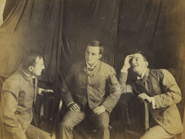 Photomontage of three images of John Henry Paul Berthon in the one photograph, in March 1893.
