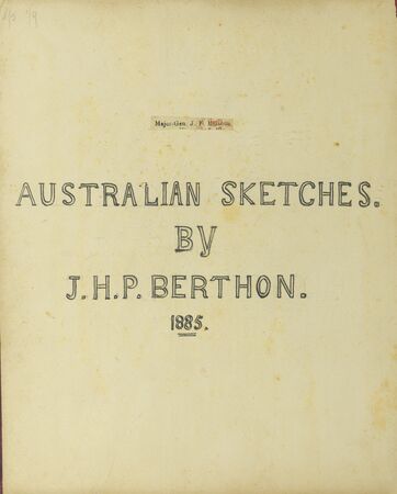 29440/3 John Henry Paul Berthon (1885) Sketch Album, Front cover of the Australian Sketches album by J.H.P. Berthon 1885