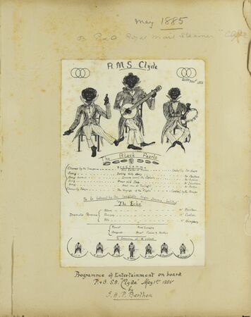 29440/3 John Henry Paul Berthon (1885) Sketch Album, Programme of Entertainment on board the P+G.S.S. Clyde (1885).