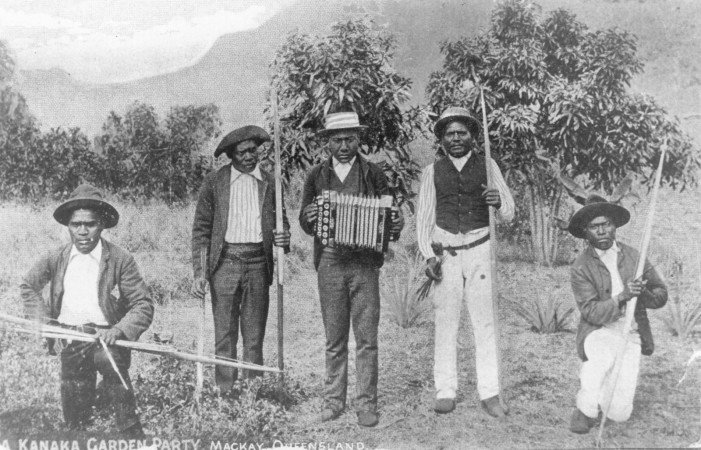 Australian South Sea Islanders at a garden party near Mackay, n.d.