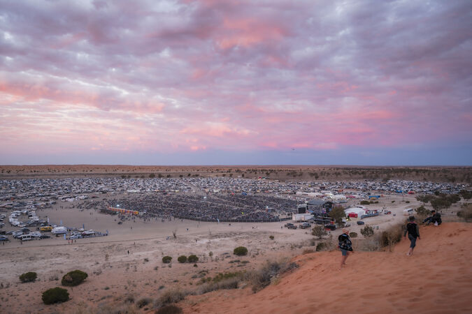 Overlooking Birdsville Big Red Bash from dune