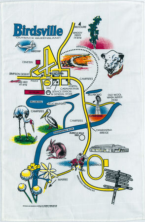 Souvenir tea towel featuring Birdsville
