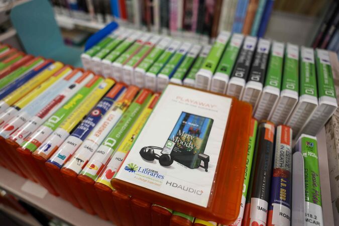 Playaway books on trolley