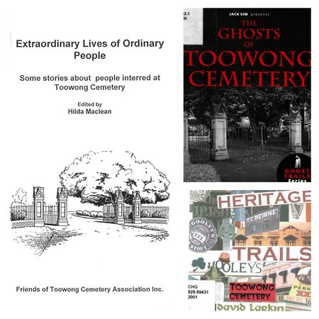 Three book covers, all about Toowoong Cemetery